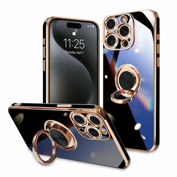 ZHONGHUAJIA iPhone 15 Pro Max Case 360° Rotatable Ring Holder Pink