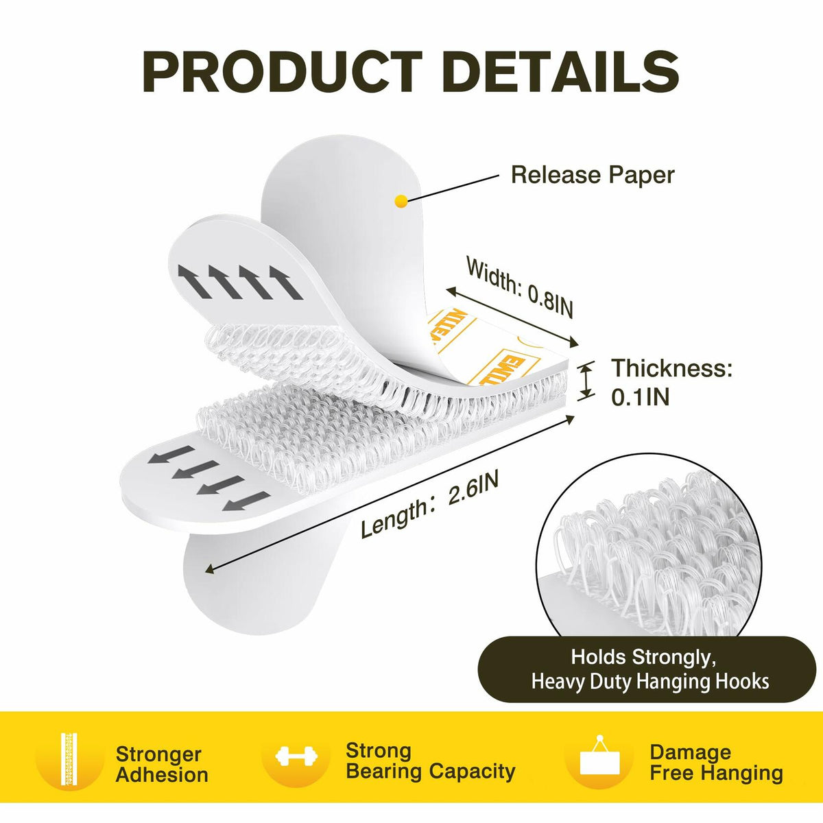 EMITEVER Heavy Duty Picture Hanging Strips Medium White 20 Pairs 40 Strips