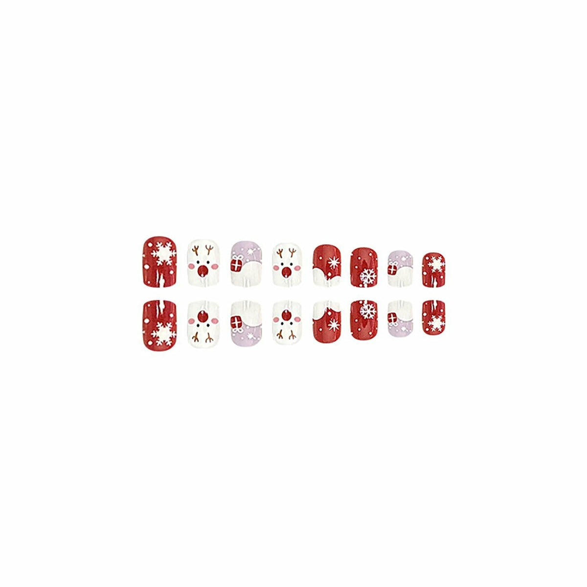 24 Pcs Christmas Press On Nails Short Square Red Acrylic False Nails