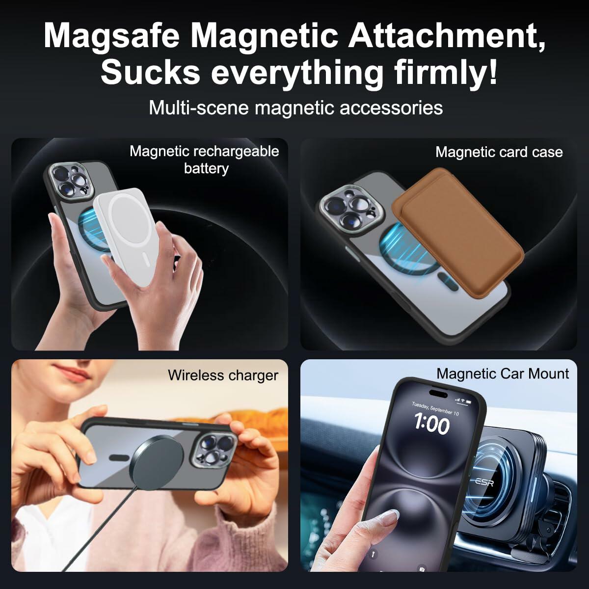 ATUTEN iPhone 16 Pro Max Case Magnetic Shockproof Grey 6.9 Inch