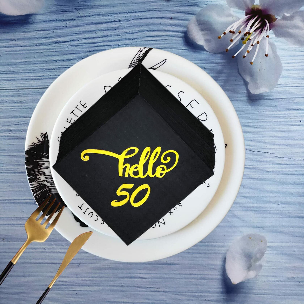 ZJTMJN 40pcs Silver Cheers to 50 Years 50th Birthday Cocktail Napkins