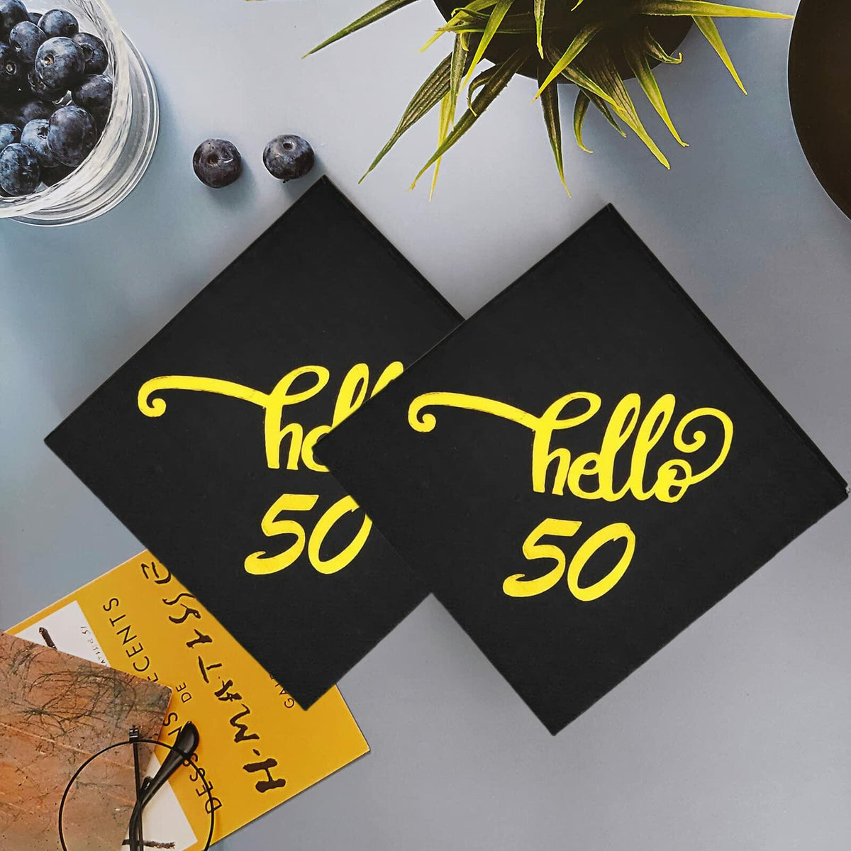 ZJTMJN 40pcs Silver Cheers to 50 Years 50th Birthday Cocktail Napkins