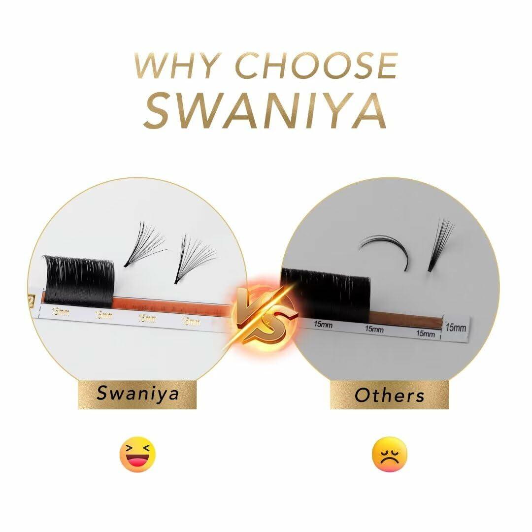 SWANIYA Lash Extensions 0.05 Thickness D Curl 8-15mm Mix Volume Black