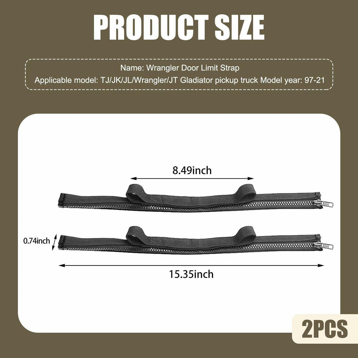 dawfall Automotive Door Restriction Straps 0.74x15.35 Black 2 PCS