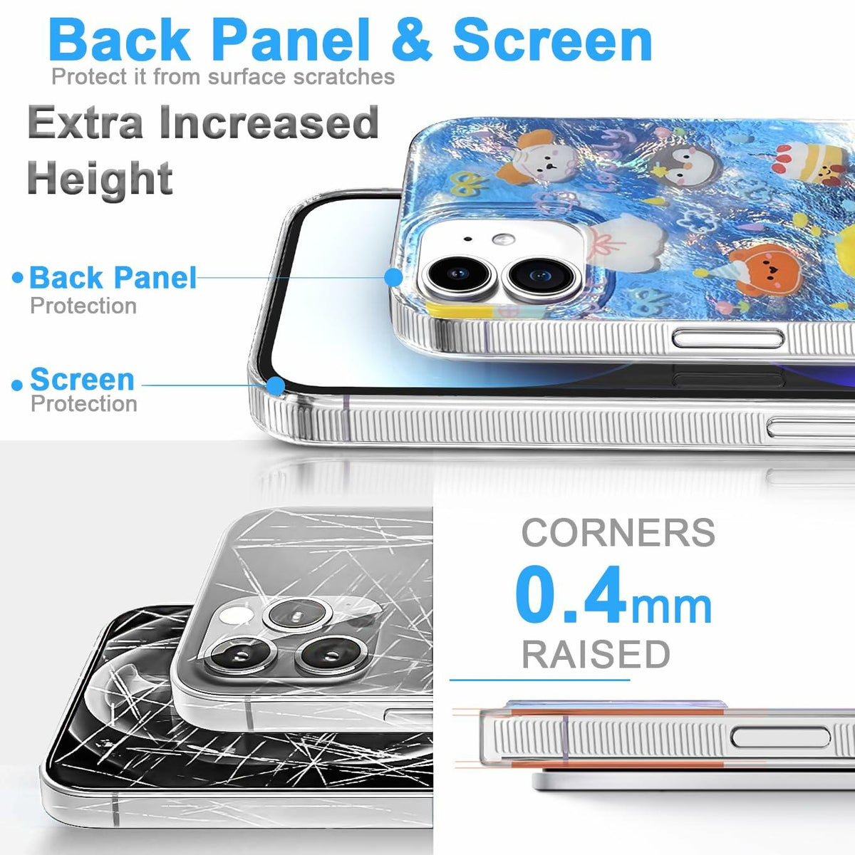 buccilly iPhone 12/12 Pro TPU Shockproof Case Azure Slim Soft Cover