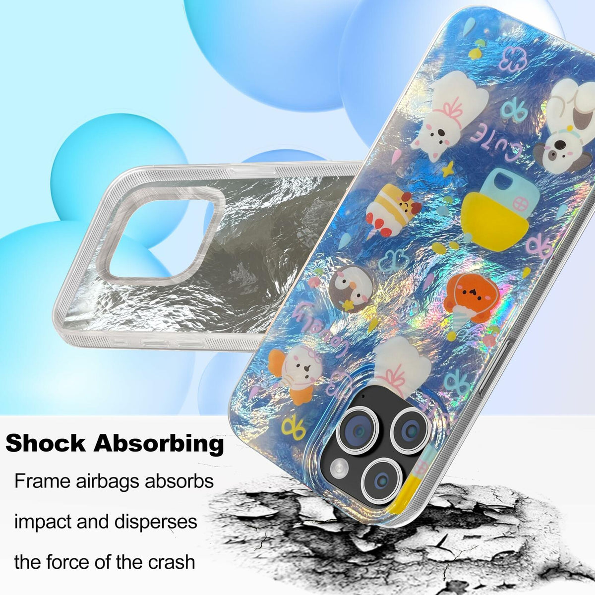 buccilly iPhone 12/12 Pro TPU Shockproof Case Azure Slim Soft Cover