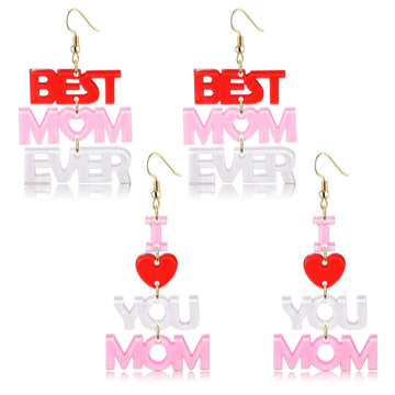 Love Heart Lucite Arch Dangle Earrings MOM Mother's Day Gifts Jewelry