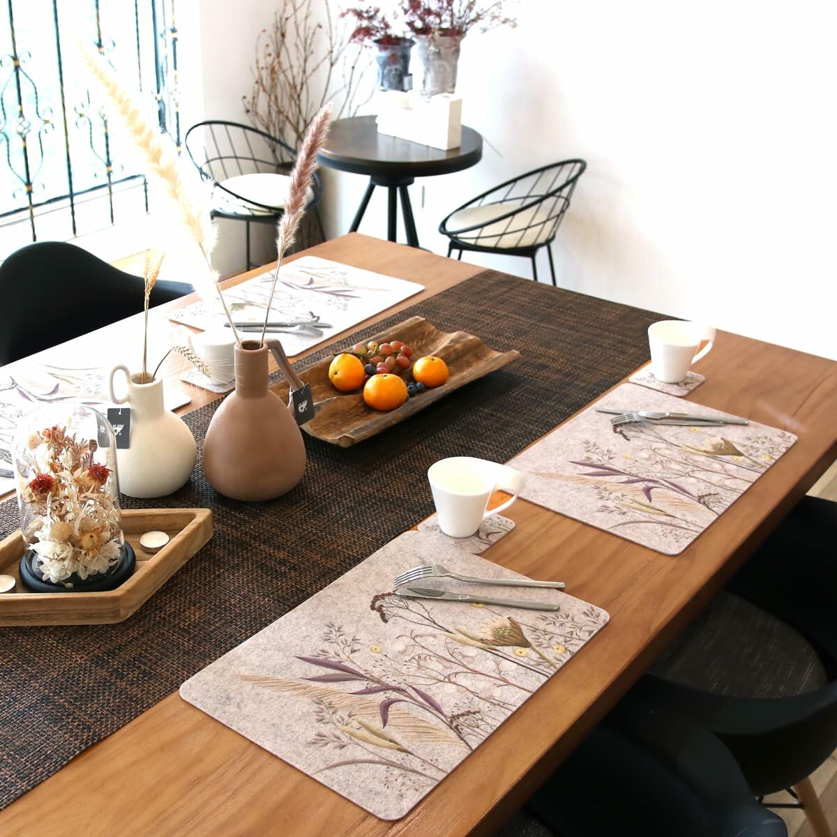 Casaido Table Placemats Set of 6 Heat Resistant Non Slip Green 17x12