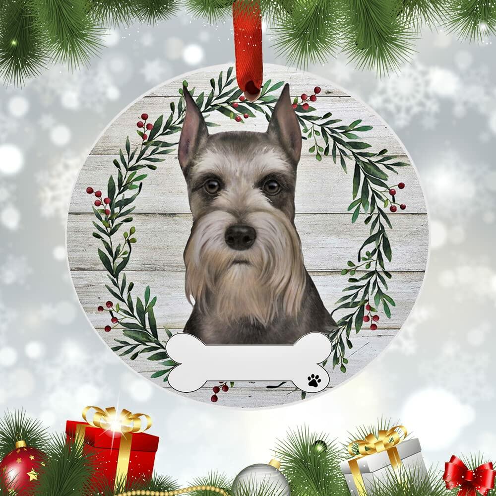 E&S Imports Schnauzer Ceramic Ornament DIY Personalizable Glazed Finish
