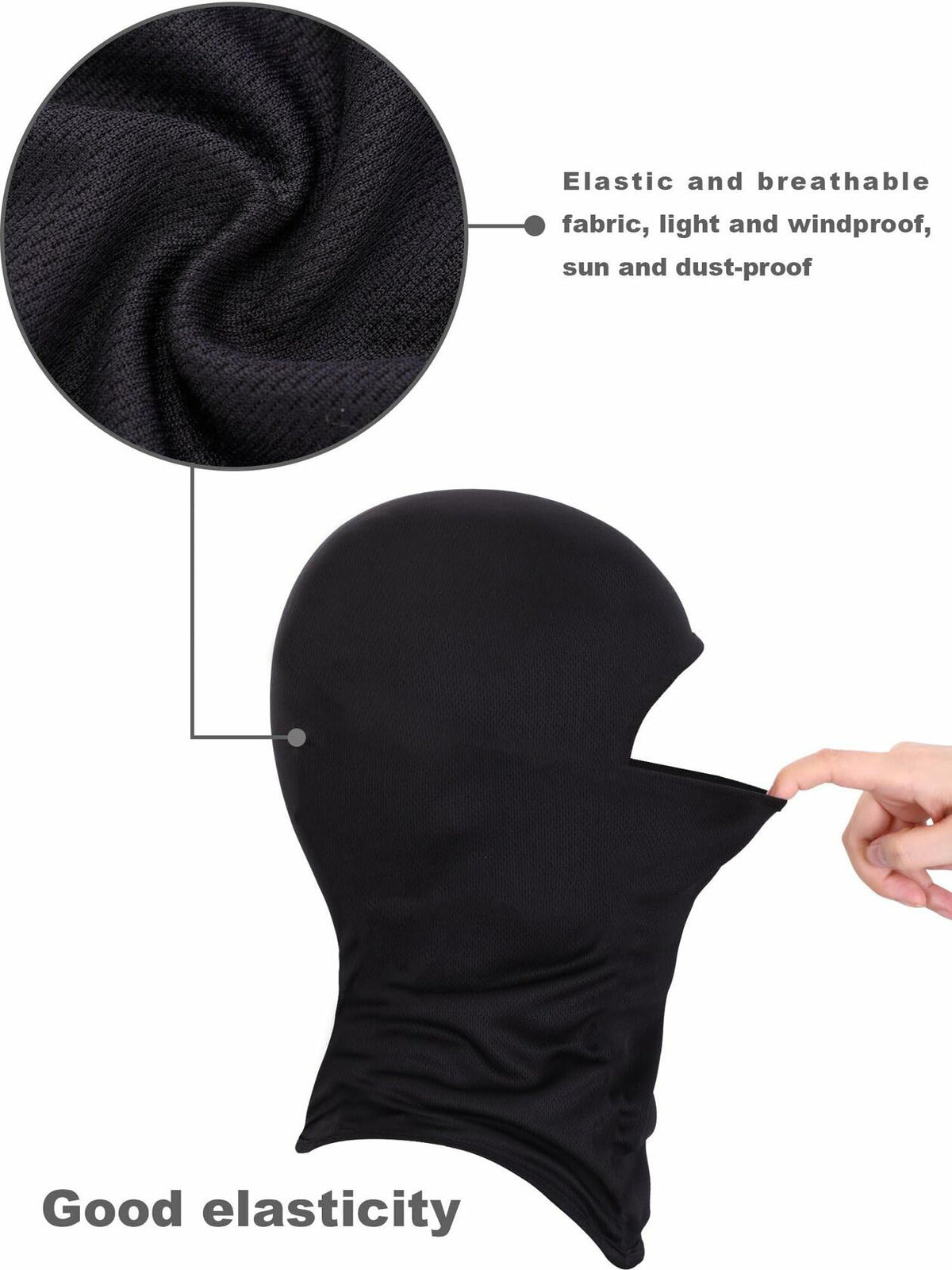Ski Mask Balaclava Full Face Windproof 3 Pieces Size Medium White, Blue, Black