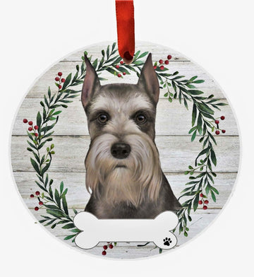 E&S Imports Schnauzer Ceramic Ornament DIY Personalizable Glazed Finish