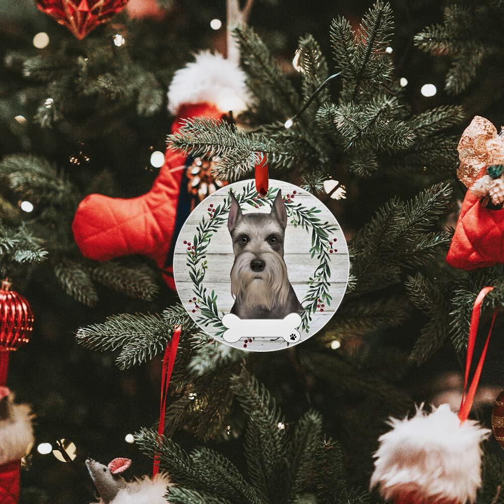 E&S Imports Schnauzer Ceramic Ornament DIY Personalizable Glazed Finish