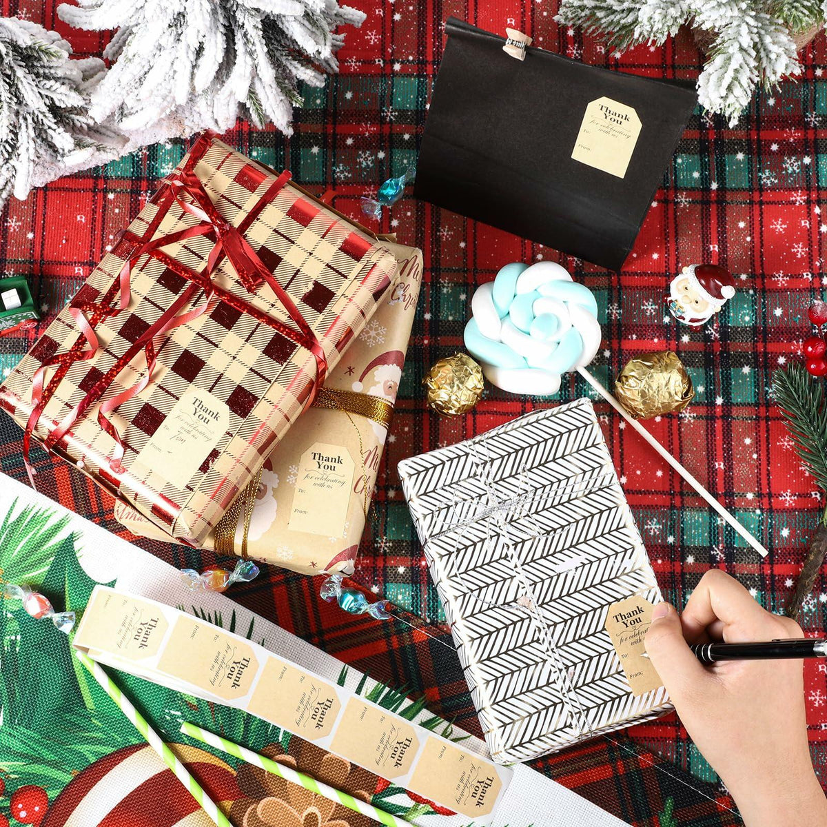 600 PCS Christmas Gift Tag Stickers 1.18x2in Self-Adhesive Labels