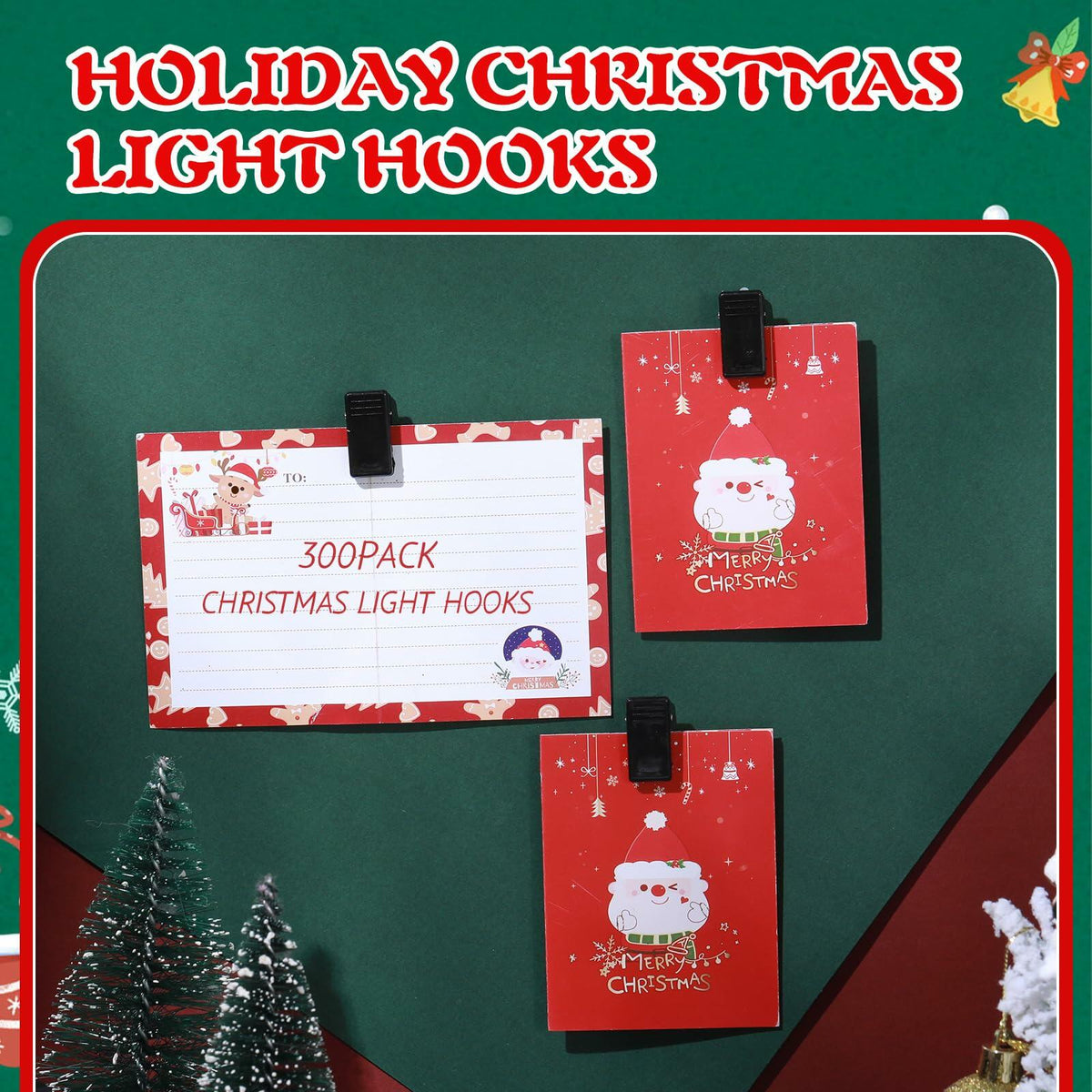 Blulu 300 Pcs Mini Christmas Light Hooks Self Adhesive Cable Clips White