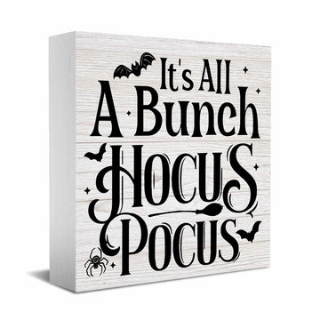 PQV Funny Ghost Wooden Box Sign Desk Decor Home Farmhouse Office