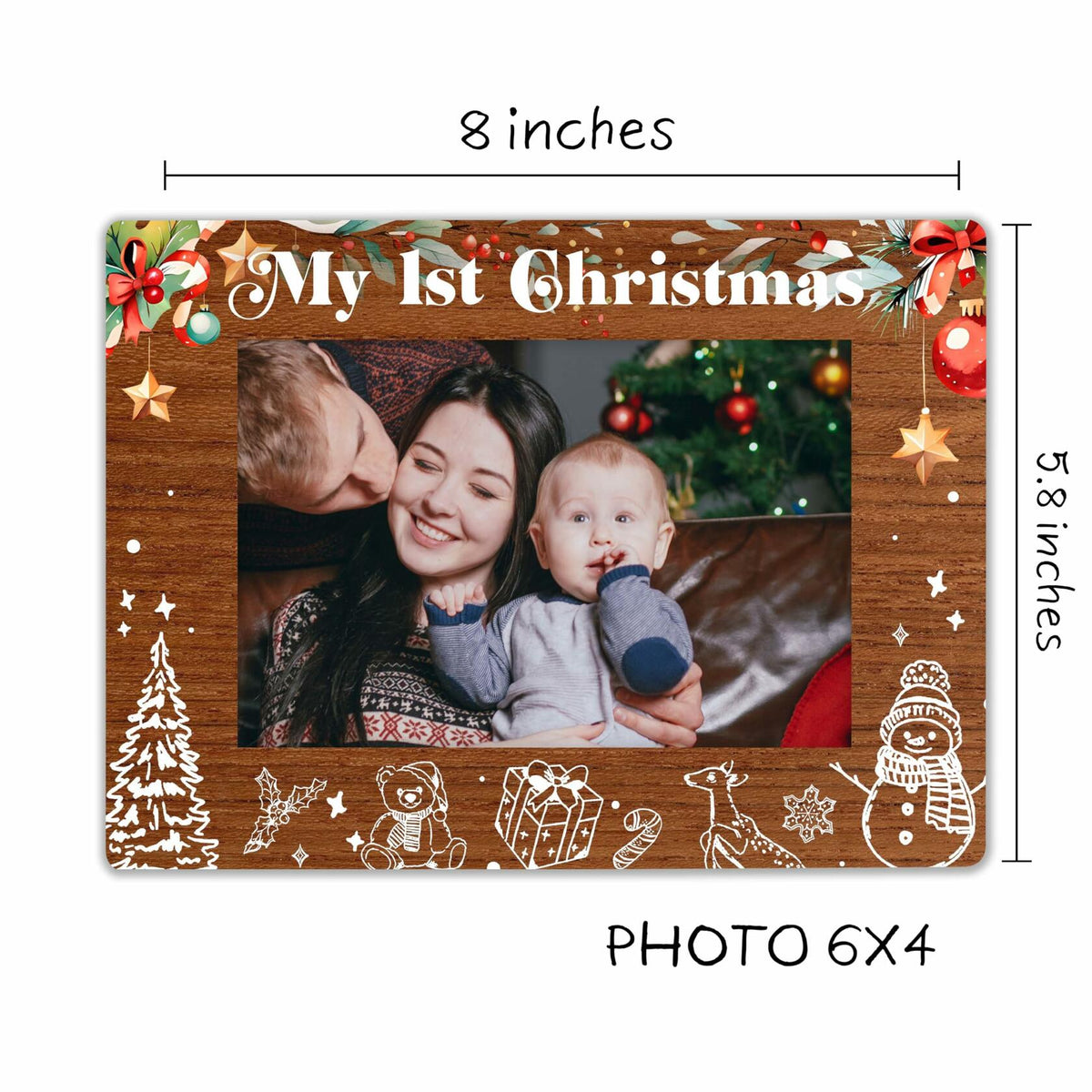 SSQBZU New Born Baby 'My 1st Christmas' Photo Frame 4x6 White