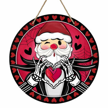 Bolisom Valentines Day Wood Door Sign Red Black Hearts Outdoor Porch Decor