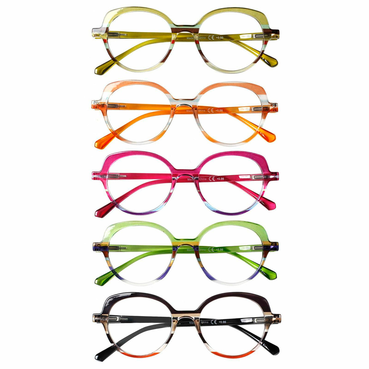VisiWell Reading Glasses Women Blue Light Blocking 5 Pack 1.50 Mix Colors