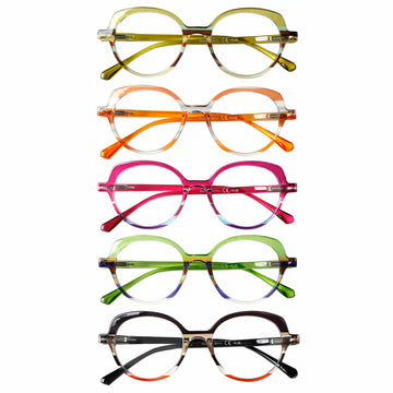 VisiWell Reading Glasses Women Blue Light Blocking 5 Pack 1.50 Mix Colors
