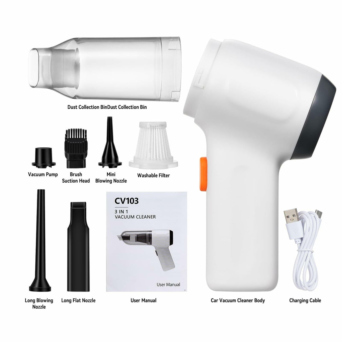 Aumotop Handheld Mini Vacuum Cleaner 8000PA Cordless Portable Black