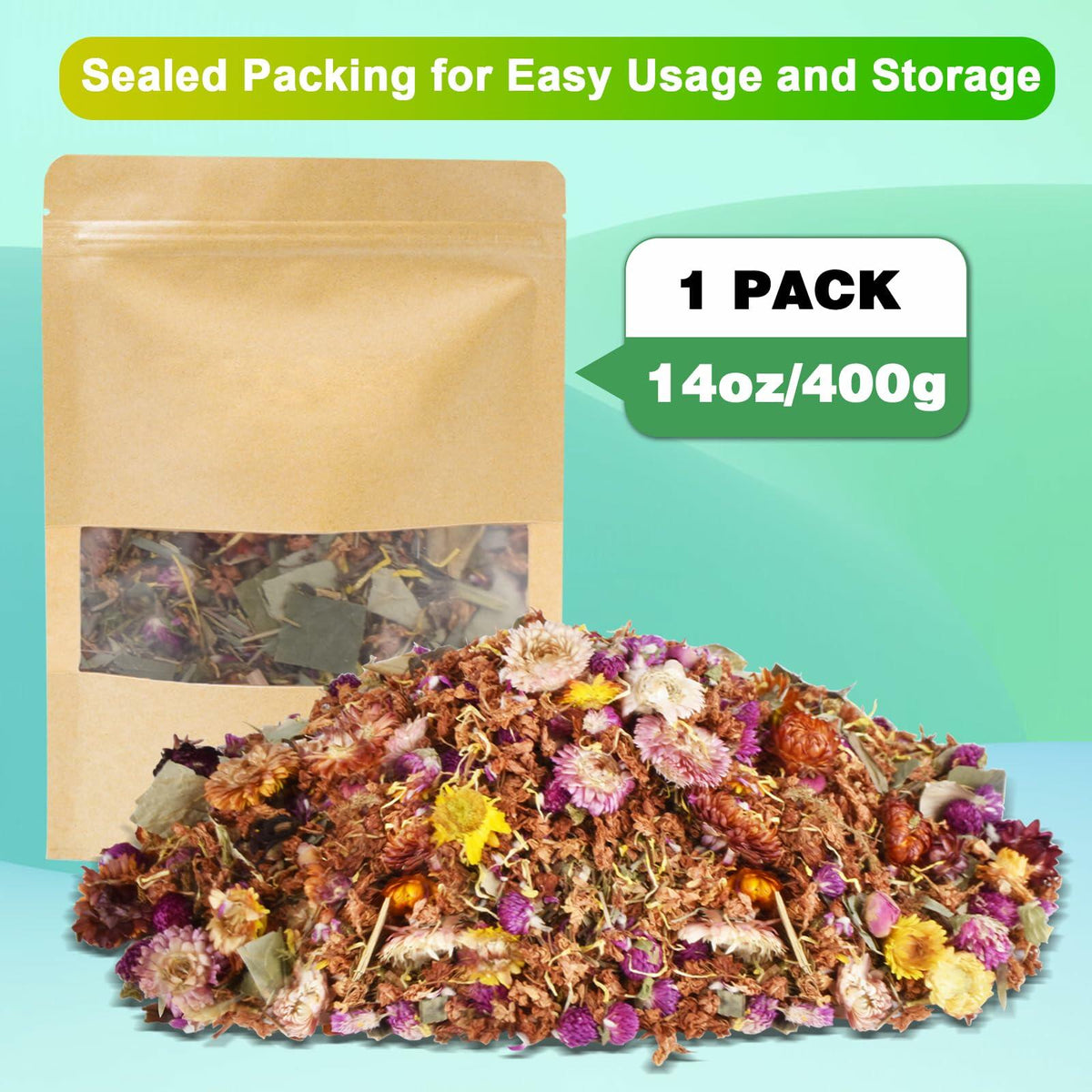 Fokzucyo Chicken Nesting Herbs 14oz Natural Premixed 8 Dried Flowers Herbs