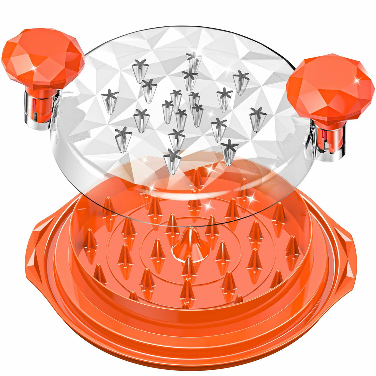 Chicken Shredder Tool Twist Large 10" with Brush Orange BPA Free Ergonomic