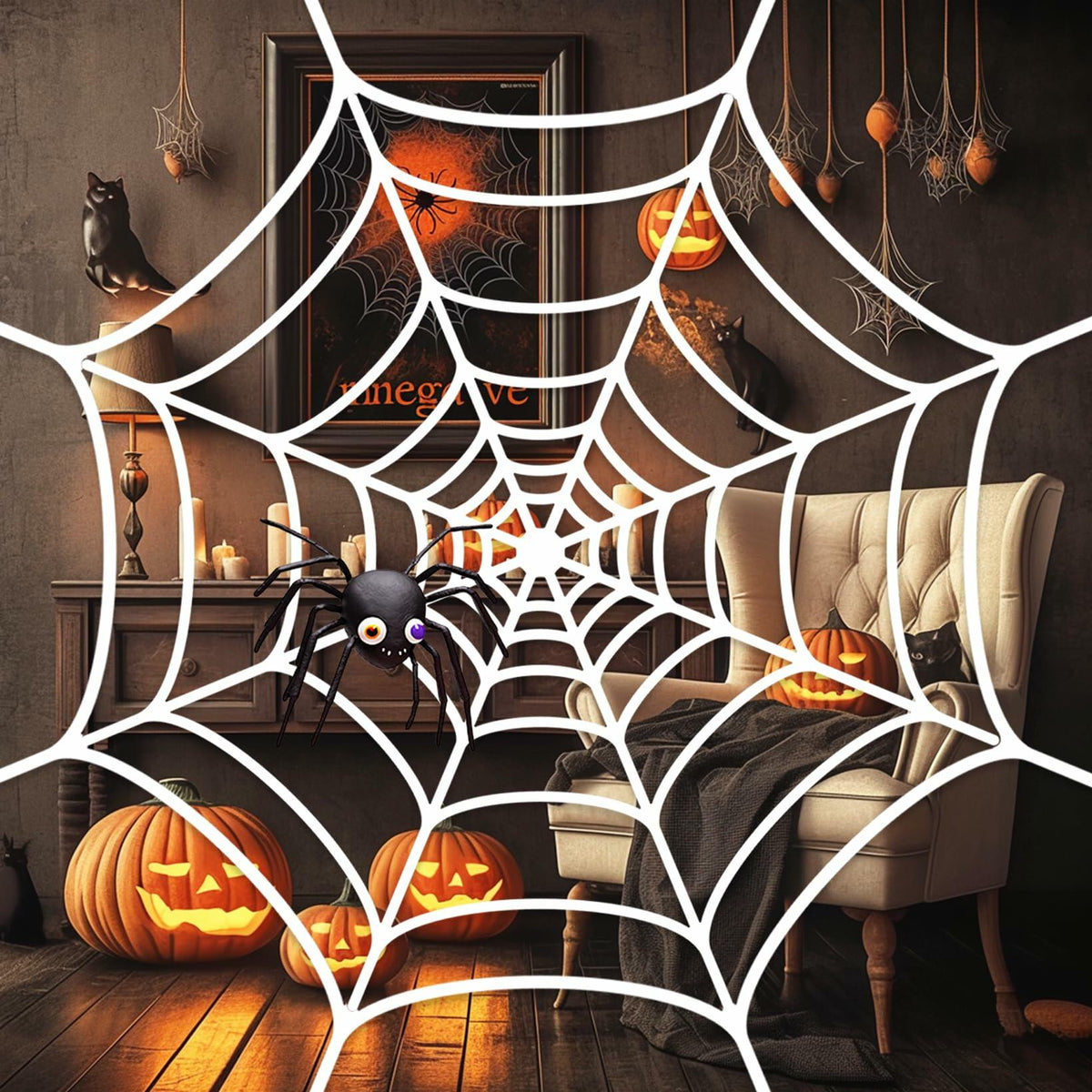 Goklmn Spider Webs Halloween Decorations Outdoor 10.5ft 7 Coils White