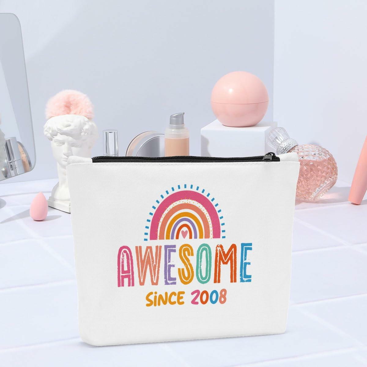 Sldpngo 17th Birthday Makeup Bag Cosmetic Pouch Girls Pink