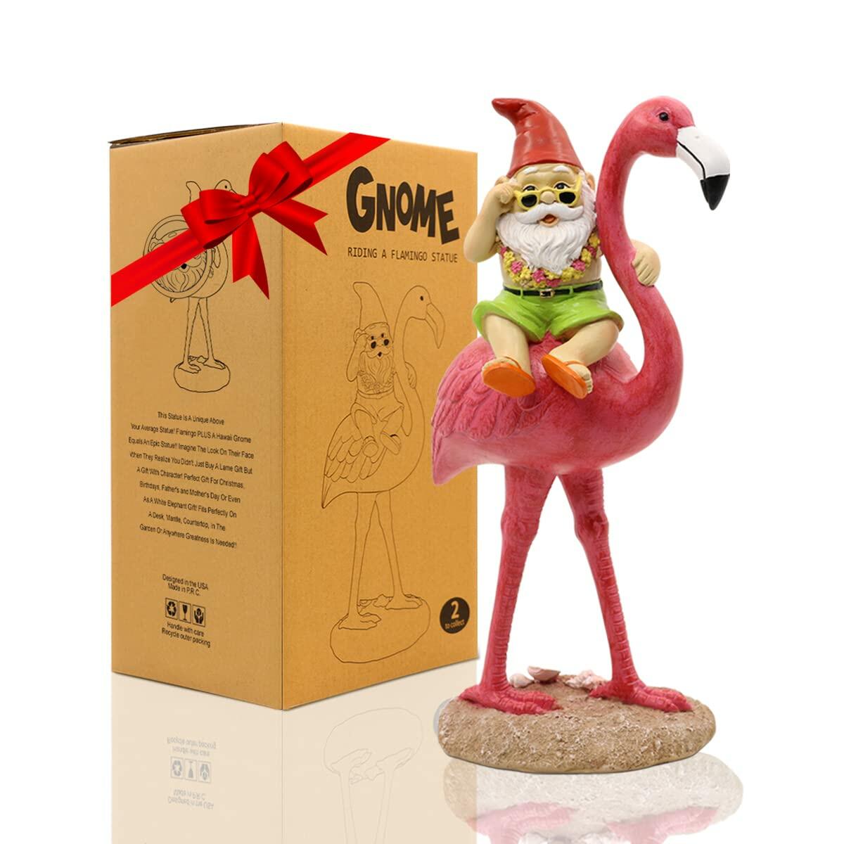 Goodeco Gnome and Flamingo Garden Statue - 6 * 11 Inch (Lady)