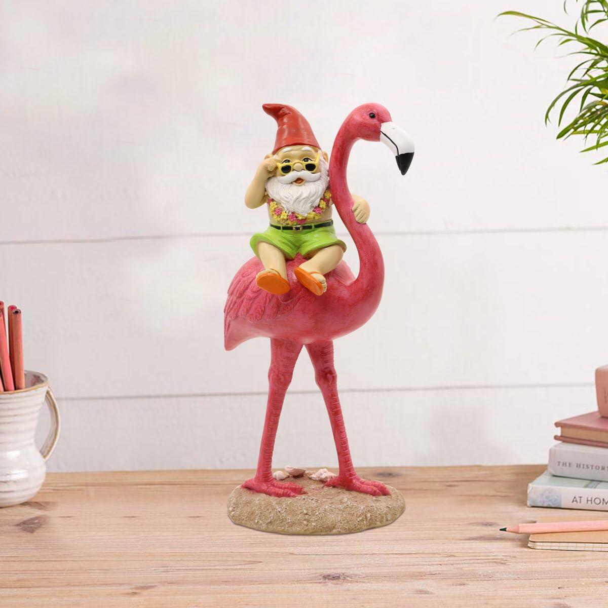 Goodeco Gnome and Flamingo Garden Statue - 6 * 11 Inch (Lady)