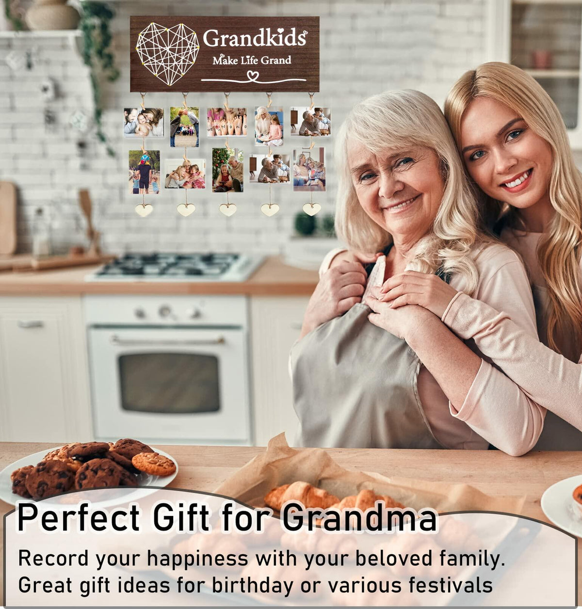 Gaoikerr Grandma's Brag Board Picture Frame Gift Black Grandkids Display