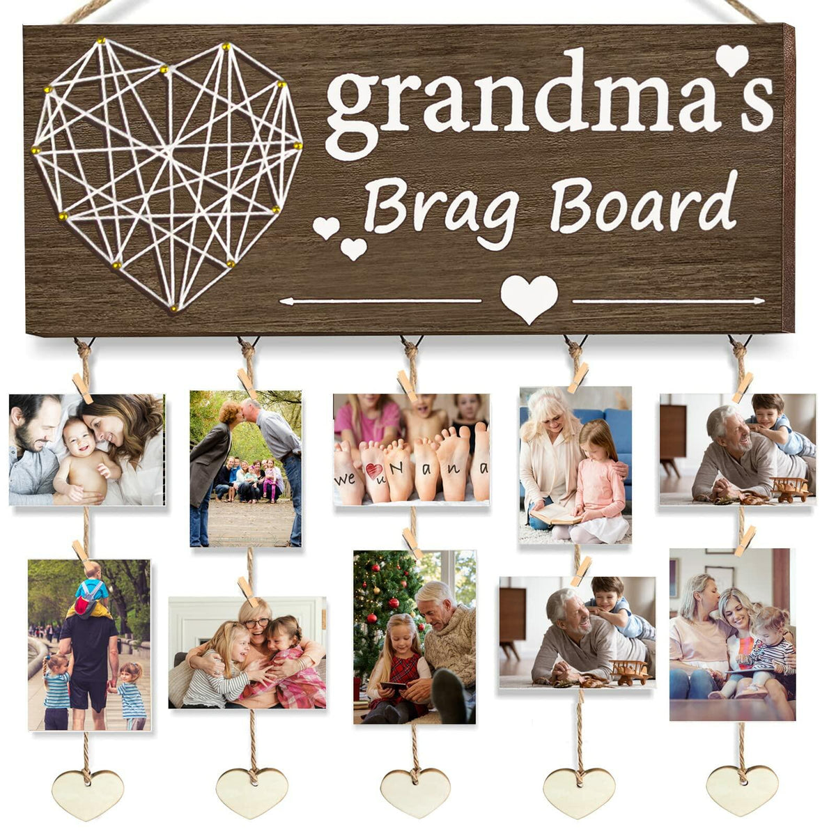 Gaoikerr Grandma's Brag Board Picture Frame Gift Black Grandkids Display