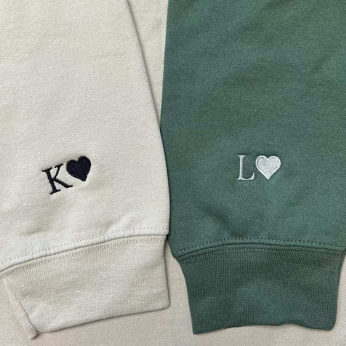 GODMERCH Embroidered Heart Sweatshirt Personalized Initial Sand Size M