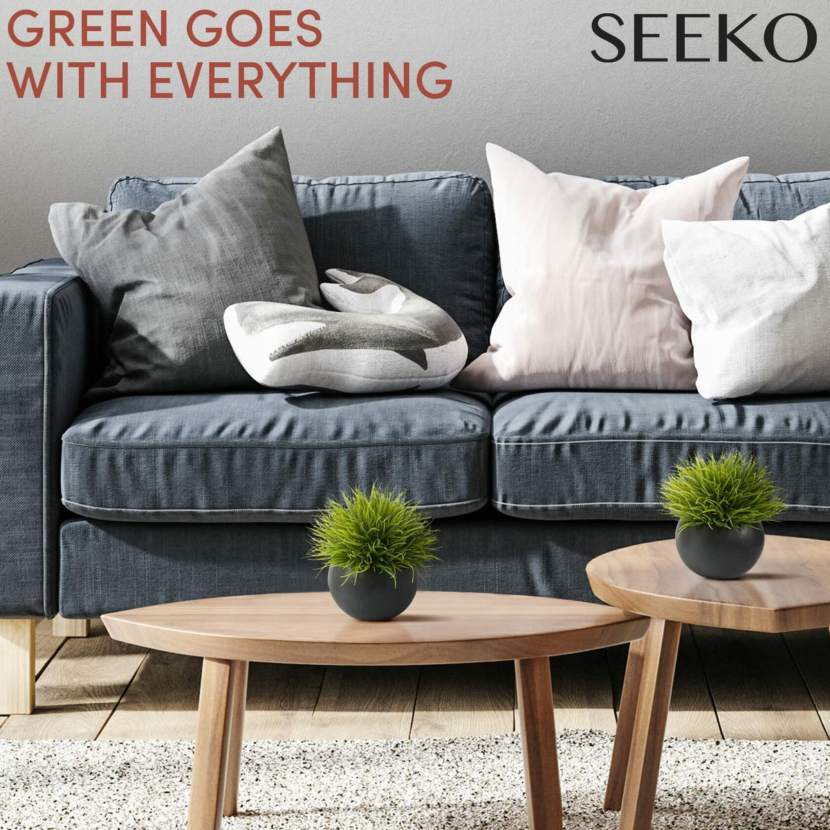 SEEKO Succulents Artificial Plants 2 Pack Indoor Fake Desk Shelf Decor