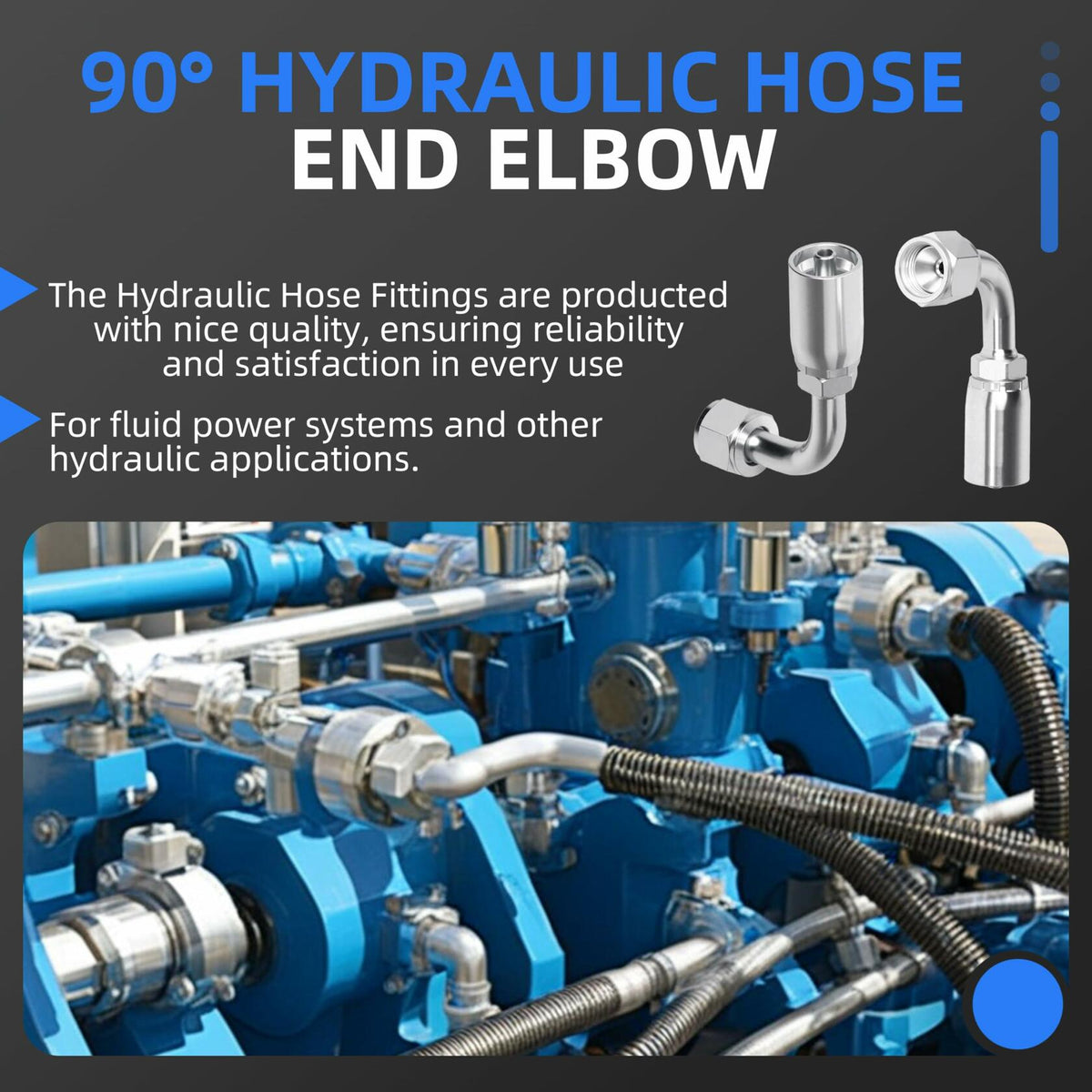 10 pcs Hydraulic 5/16" Hose x 3/4" JIC 37° Female 90° Elbow Fittings