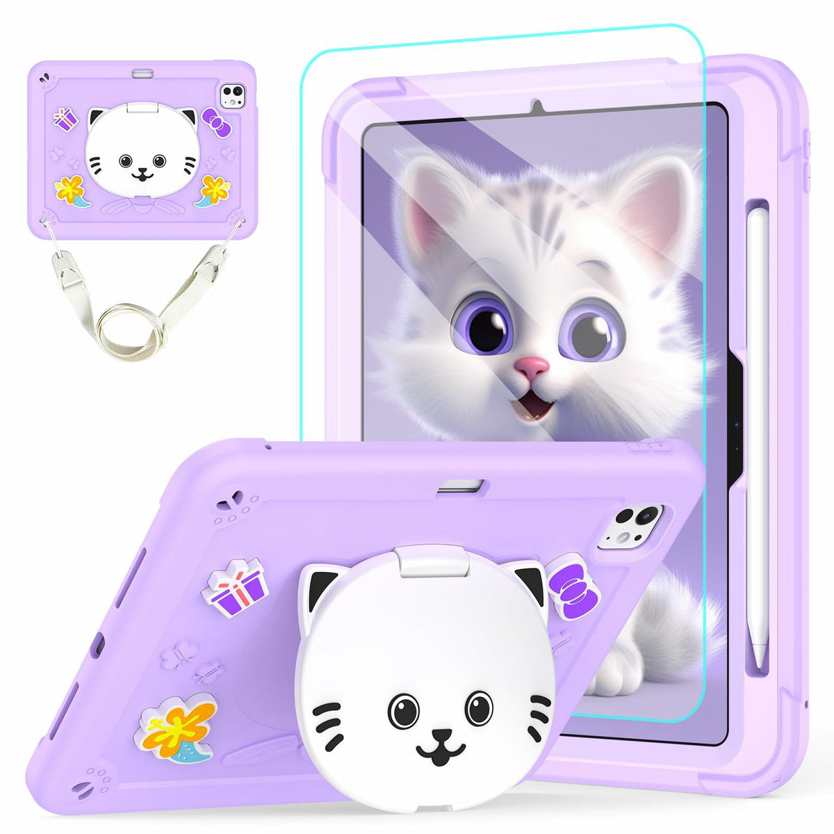 TOMORRY iPad Pro 11 Inch Case 2024 M4 5th Gen Purple with Screen Protector