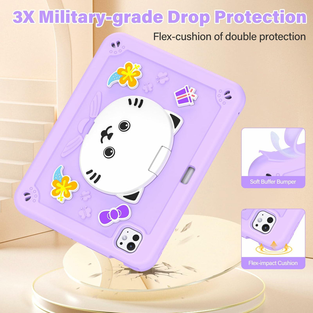 TOMORRY iPad Pro 11 Inch Case 2024 M4 5th Gen Purple with Screen Protector