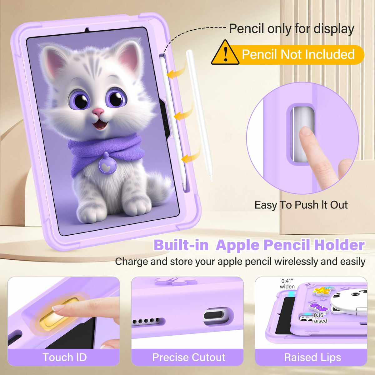 TOMORRY iPad Pro 11 Inch Case 2024 M4 5th Gen Purple with Screen Protector