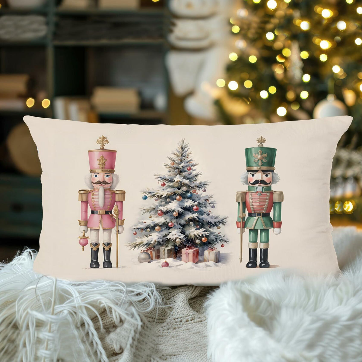 LUKIPOM Christmas Tree Lumbar Pillow Cover 20x12 Green 1 Count