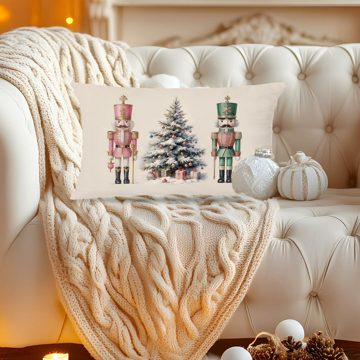 LUKIPOM Christmas Tree Lumbar Pillow Cover 20x12 Green 1 Count