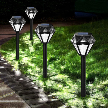Ouddy Decor Solar Outdoor Waterproof LED Garden Lights Cool White 4 Pack