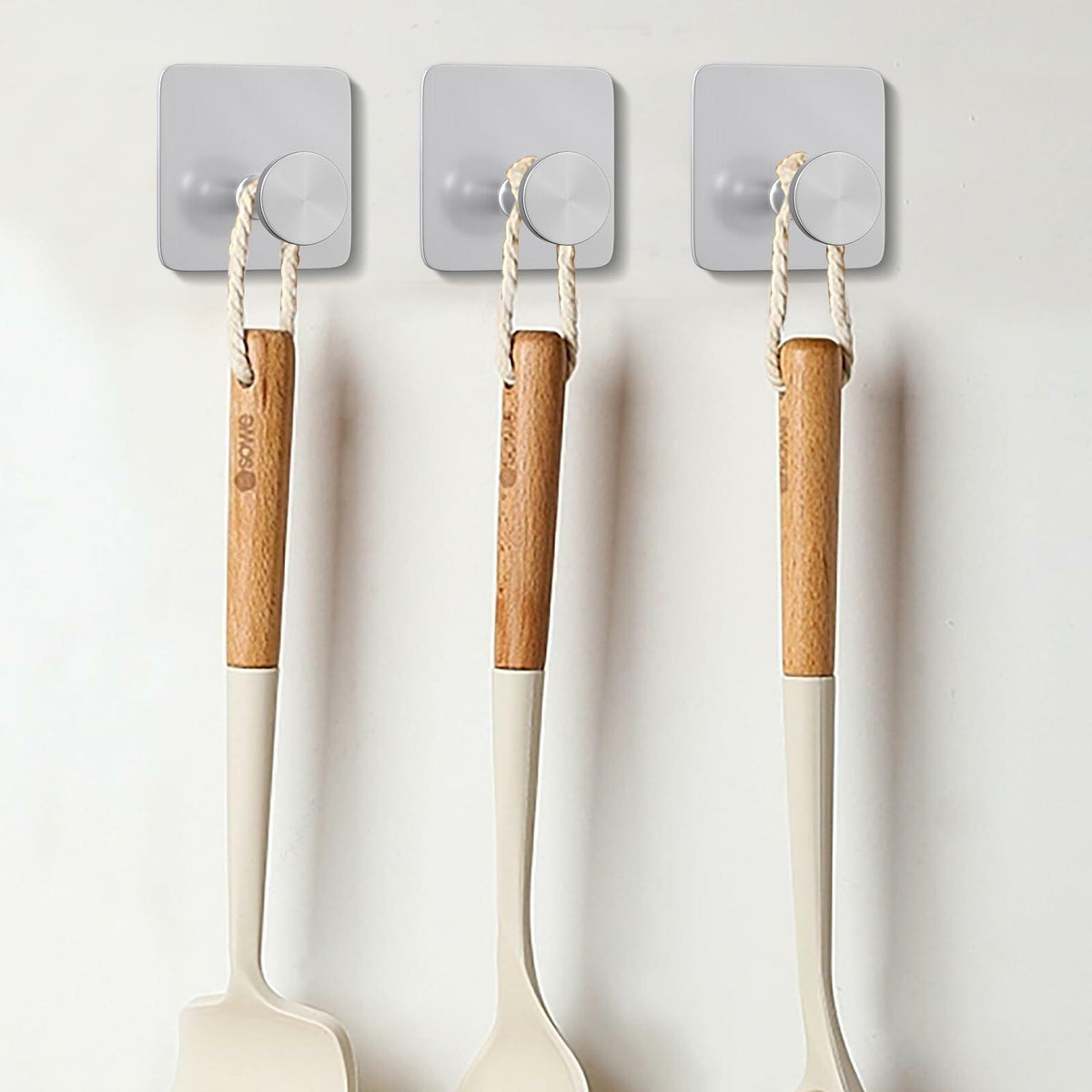 ACNISM Heavy Duty Waterproof Adhesive Hooks Stainless Steel 4 Pack Silver