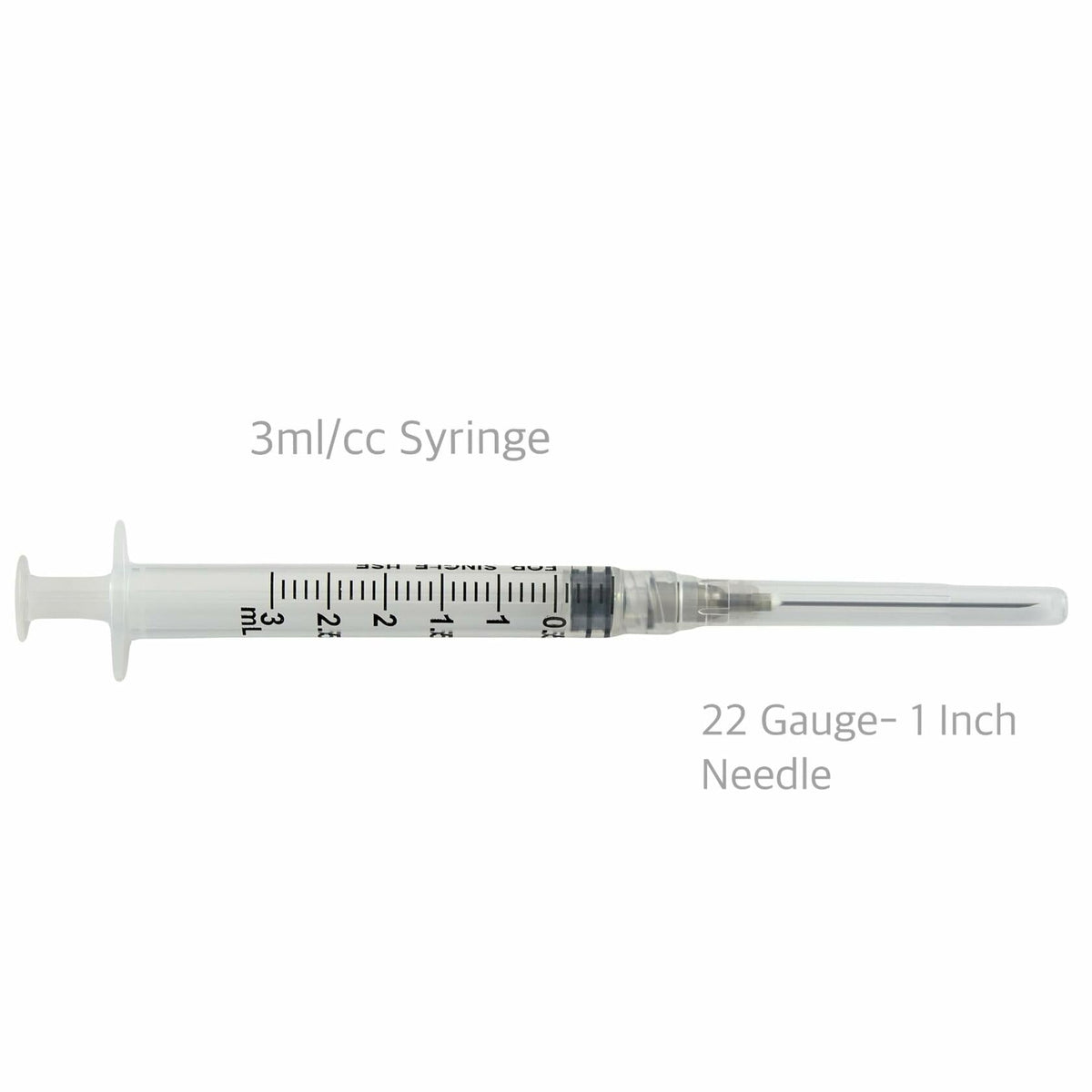 BB06/25 Generic 3ml 22G 1" Luer Lock Disposable Syringes 100 Count