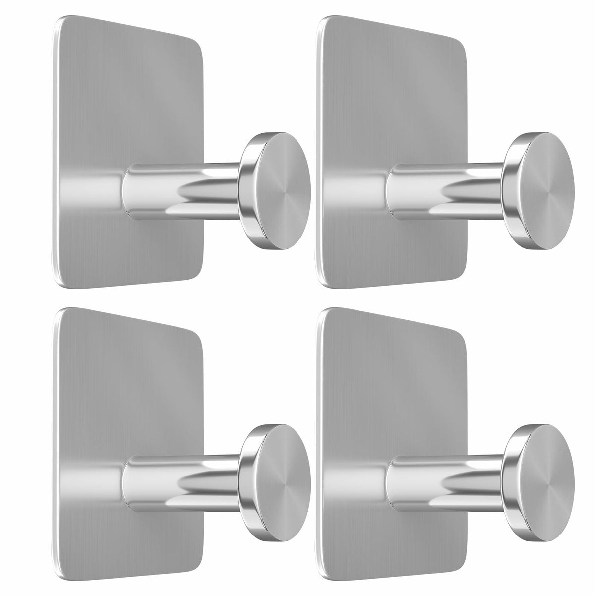 ACNISM Heavy Duty Waterproof Adhesive Hooks Stainless Steel 4 Pack Silver