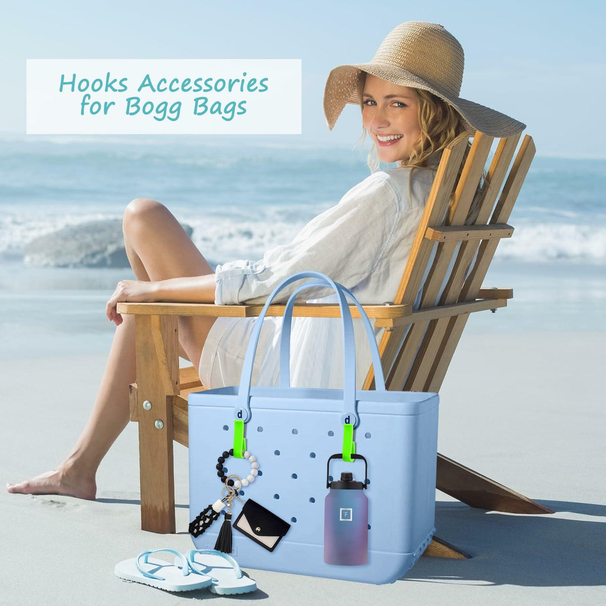 2Piece Hook Holder Accessories for Bogg Bags Neon Green Insert Charm Key Mask