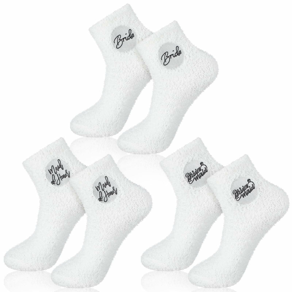 Skicuff 3 Pairs Bridesmaid Fuzzy Coral Fleece Socks Women Wedding Gifts