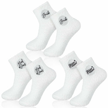 Skicuff 3 Pairs Bridesmaid Fuzzy Coral Fleece Socks Women Wedding Gifts