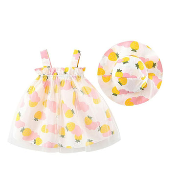 Baby Girls Strawberry Tutu Dress Mesh Pink Outfit Set Size 12-18 Months