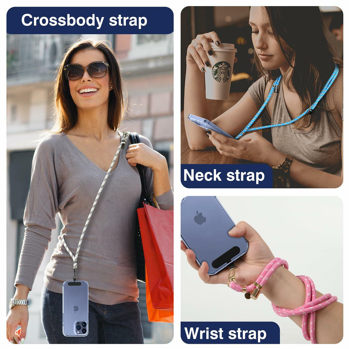 LOHASICDESIGN Universal Adjustable Detachable Phone Lanyard Pink 31.5in