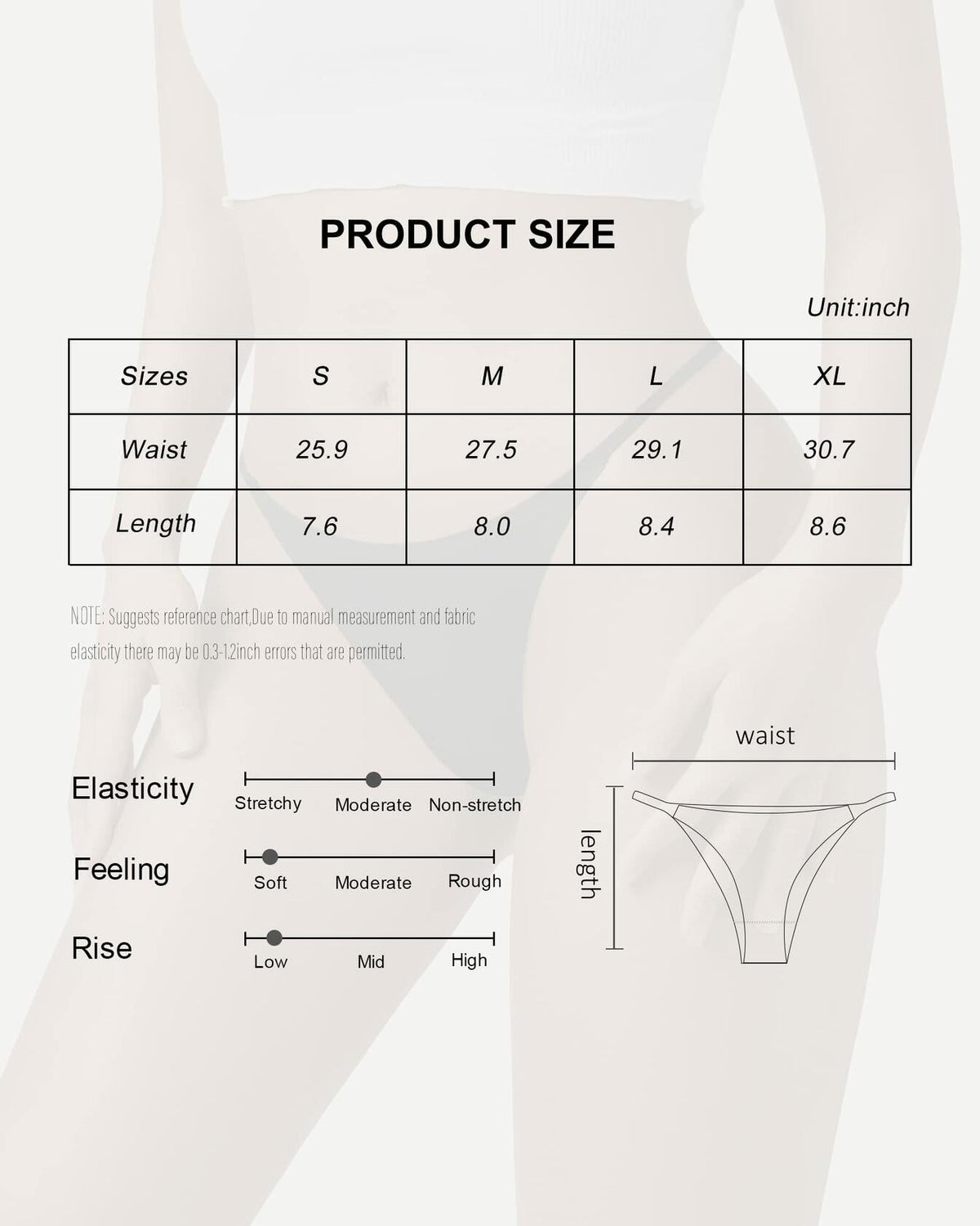 SHARICCA Women Seamless G-String Thongs Low Rise Underwear Black 5 Pack XL